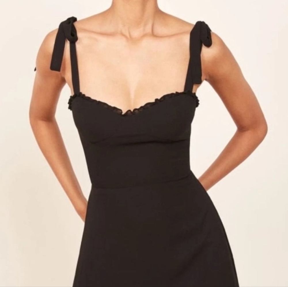Reformation Black Ruffle Mini Dress - Picture 4 of 12